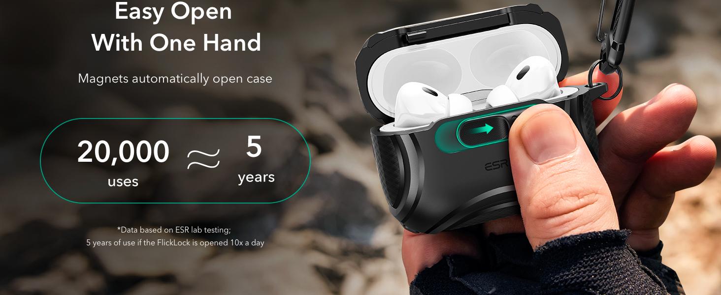 ESR for AirPods Pro 3 Case, Compatible with Airpods Pro 2025 (USB-C Cable), Effortless MagSafe, Drop-Proof Lock, Easy Open, Cyber Series