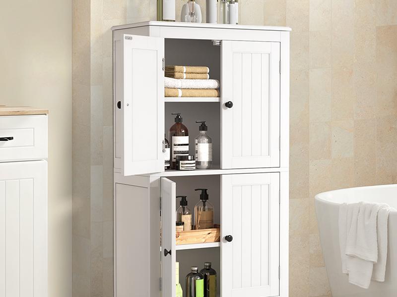 Gizoon 43" Kitchen Pantry Cabinet Bathroom Storage Unit with Adjustable Shelves and 4 Magnetic Doors Floor Cabinet for Kitchen Living Room