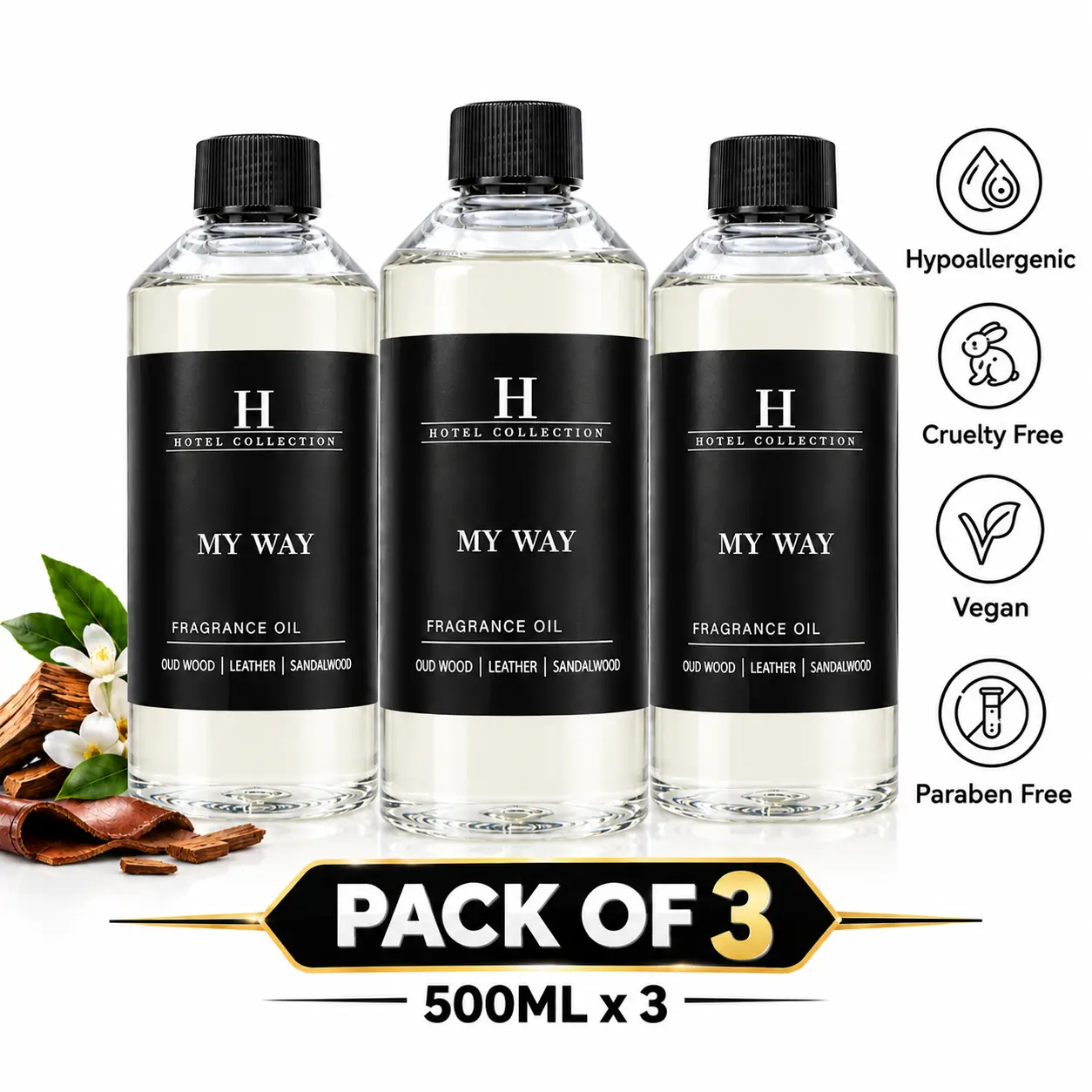 Pack of 3 myway Fragrance Oil 500mL – Inspired by Hotel collections  Premium Aromatherapy Diffuser Oil for Home, Office & Room – Long Lasting Freshener, Aromatic Oil, Diffuser Oil Scents & Aromatic Refill