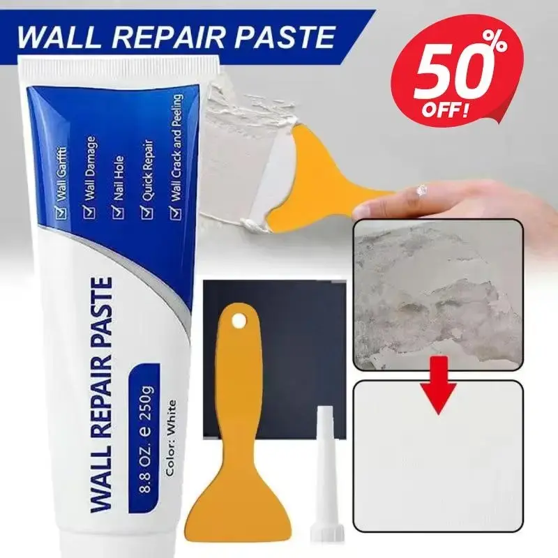 Drywall Patch Repair Kit - 250g Quick-Drying Mending Paste, Heavy-Duty Concrete Sealant, Waterproof Adhesive Caulk Tool for Fast Wall Repair Needs