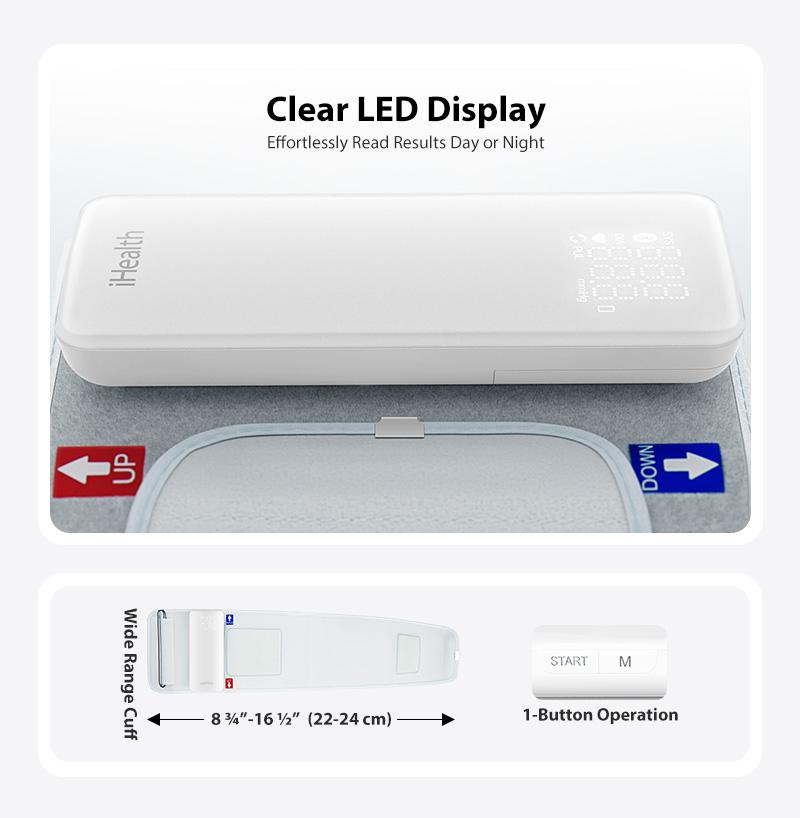 iHealth Neo Wireless Blood Pressure Monitor, Upper Arm Cuff, Bluetooth Blood Pressure Machine, Ultra-Thin & Portable, App-Enabled for iOS & Android