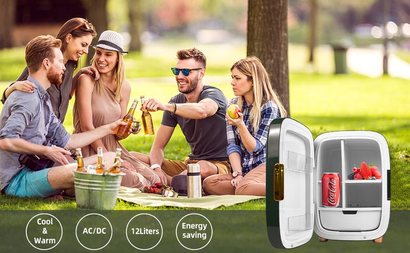 iceBLUE 12L/15 Cans Skincare Mini Fridge with 3-Mode Dimmable LED Light Mirror Low Noise Portable Design for Drinks Makeup Dorm Cooler & Warmer Black skincare mini  brands  fridge Beauty Refrigerator minifridge hack