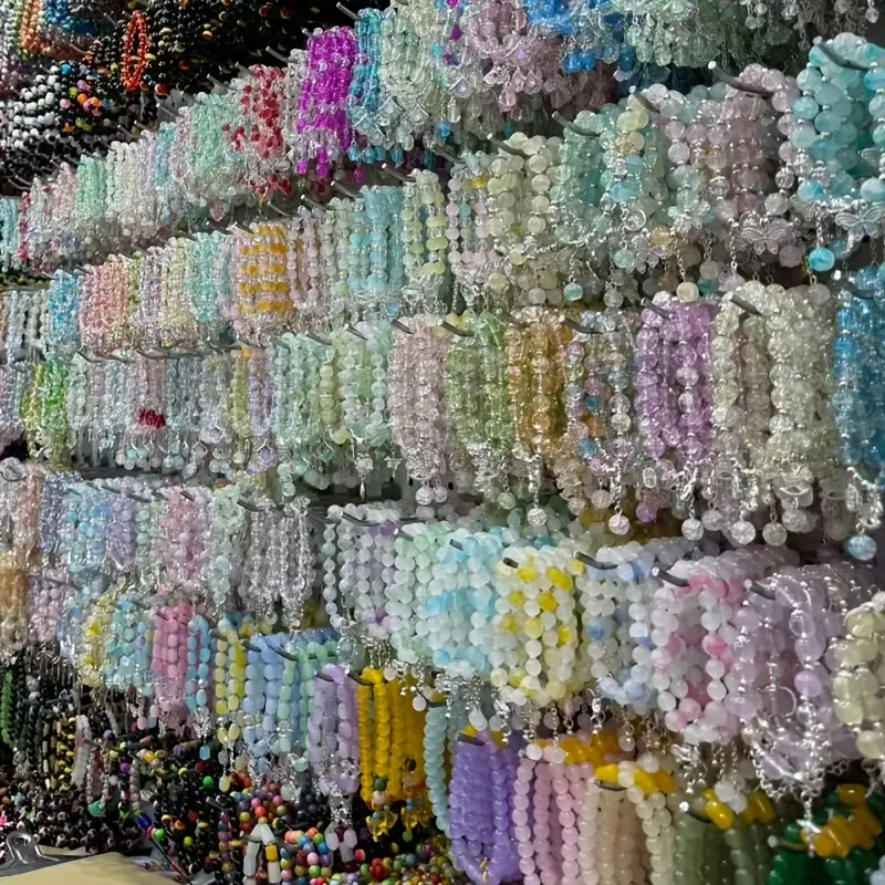 69/48pcs Butterfly Glass Bead Bracelet Set for Women, Vintage Gothic Elegant Multicolor Beaded Bracelets Elastic String And Butterfly Charms, Glass Beads, Trendy Jewelry, Perfect for Daily Wear, Party, Holiday And Gifting