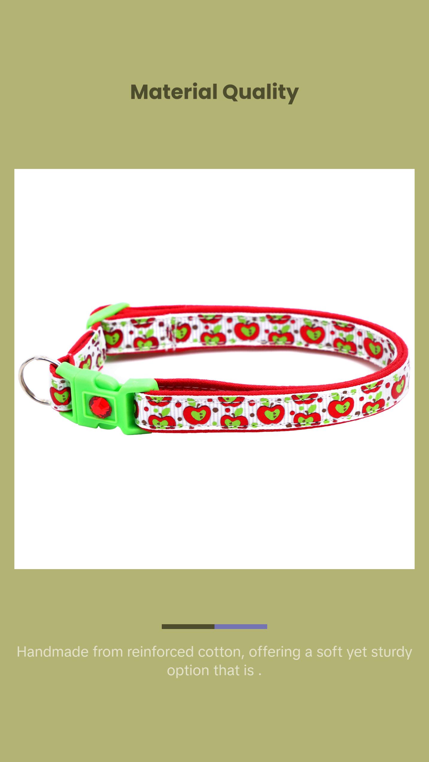 Colorful Red and Green Apples on White Safety Breakaway Cat Collar with Jingle Bell & Charm by Pugs2Persians Harvest Teacher