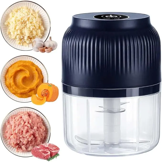 Electric Food Shredder, Mini Meat Grinder, Garlic Puree Maker, USB Charging, Portable Kitchen Gadget for Minced Meat, Vegetable, Onion, Ginger, Chili, Rechargeable Lithium Battery raccoon  cheese  grater lychee  peelers