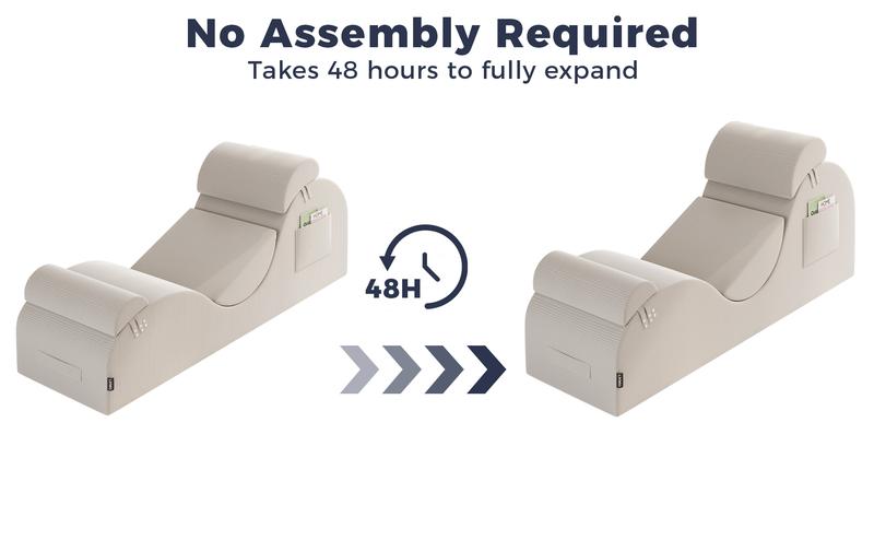 LIKIMIO Corduroy Yoga Chair for Adults, Ergonomic Lounger with Removable Headrest, Waist Cushion and Footrest, Side Pockets, Non-Slip Bottom, High-Density Sponge