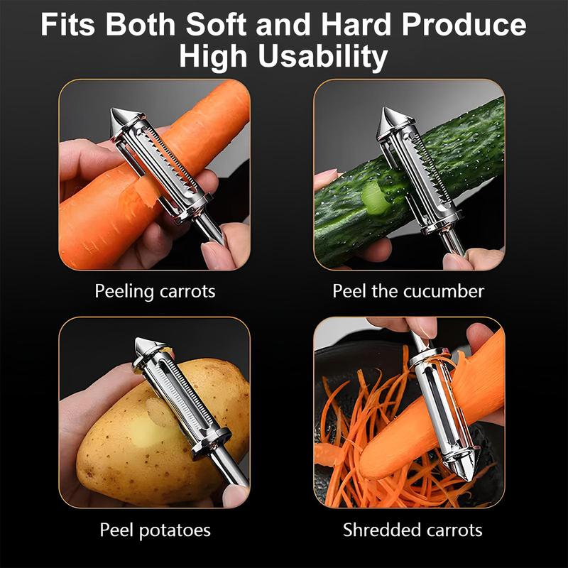 Multi-Functional Vegetable Peeler for Kitchen, Ultra Sharp Premium Stainless Steel Blades, Durable Non-Slip Ergonomic Grips -  Perfect Kitchen Peeler For Veggie, Fruit, Potato, Carrot