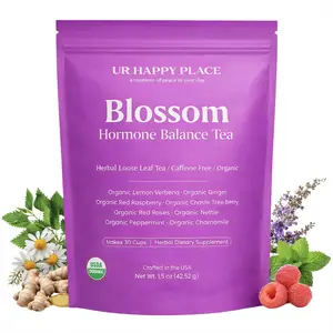 Herbal Hormone Balance Tea for Women with Organic Red Raspberry Leaf, Chaste Tree Berry, Chamomile & Peppermint – Caffeine-Free Loose Leaf for Daily Balance, Menstrual & Cycle Support, USA Crafted