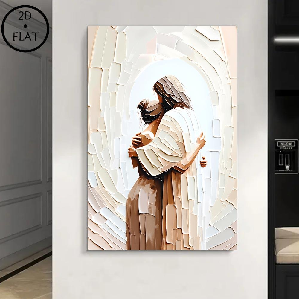 Jesus Embracing Woman Canvas Wall Art Eco-Friendly Fade-Resistant Waterproof UV-Protected Vibrant Colors Frame-Style for Church Home Living Bedroom Dining Office Prayer Room Decor Artwork