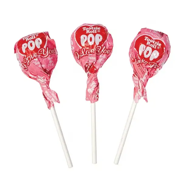 9.6 oz. Valentine's Day Tootsie Roll Pops Cherry Candy - 17 Pc.