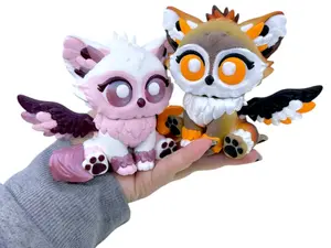 OwlFox 3D Printed Home Decor Hybrid Owl and Fox Figurine with Movable Wings and Bobble Head Design for Fantasy Lovers