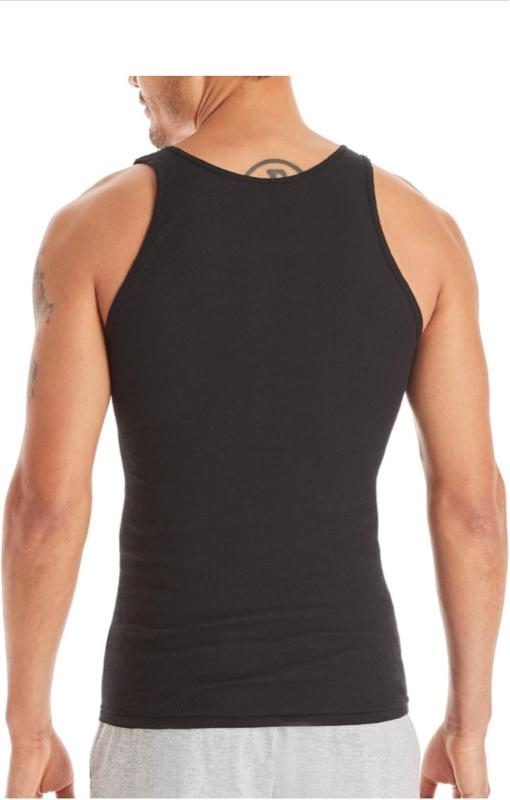 Hanes 5-Pack Core Cotton Tank - Black Ribbed Sleeveless Top for Men's Comfort