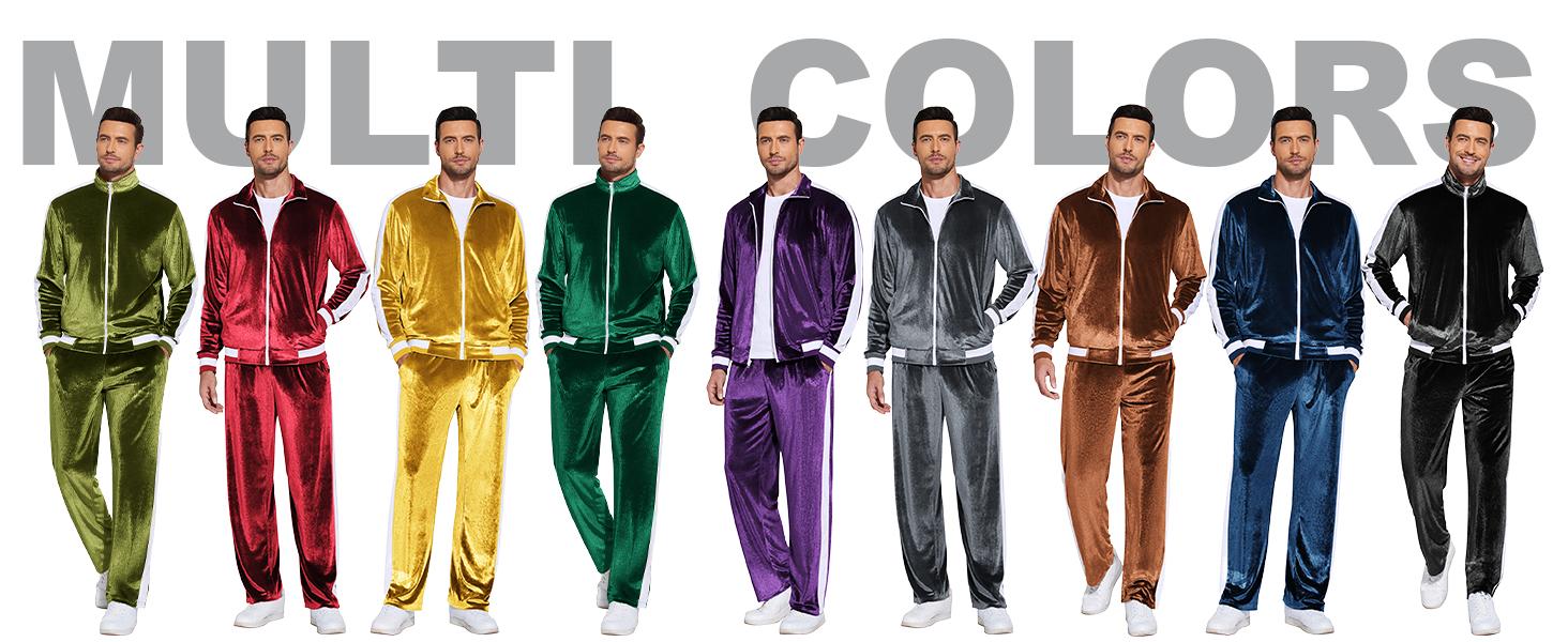 COOFANDY Mens Tracksuit 2 Piece Set Velour Velvet Sweatsuit Jogging Suits Full Zip Jacket Pants Outfits