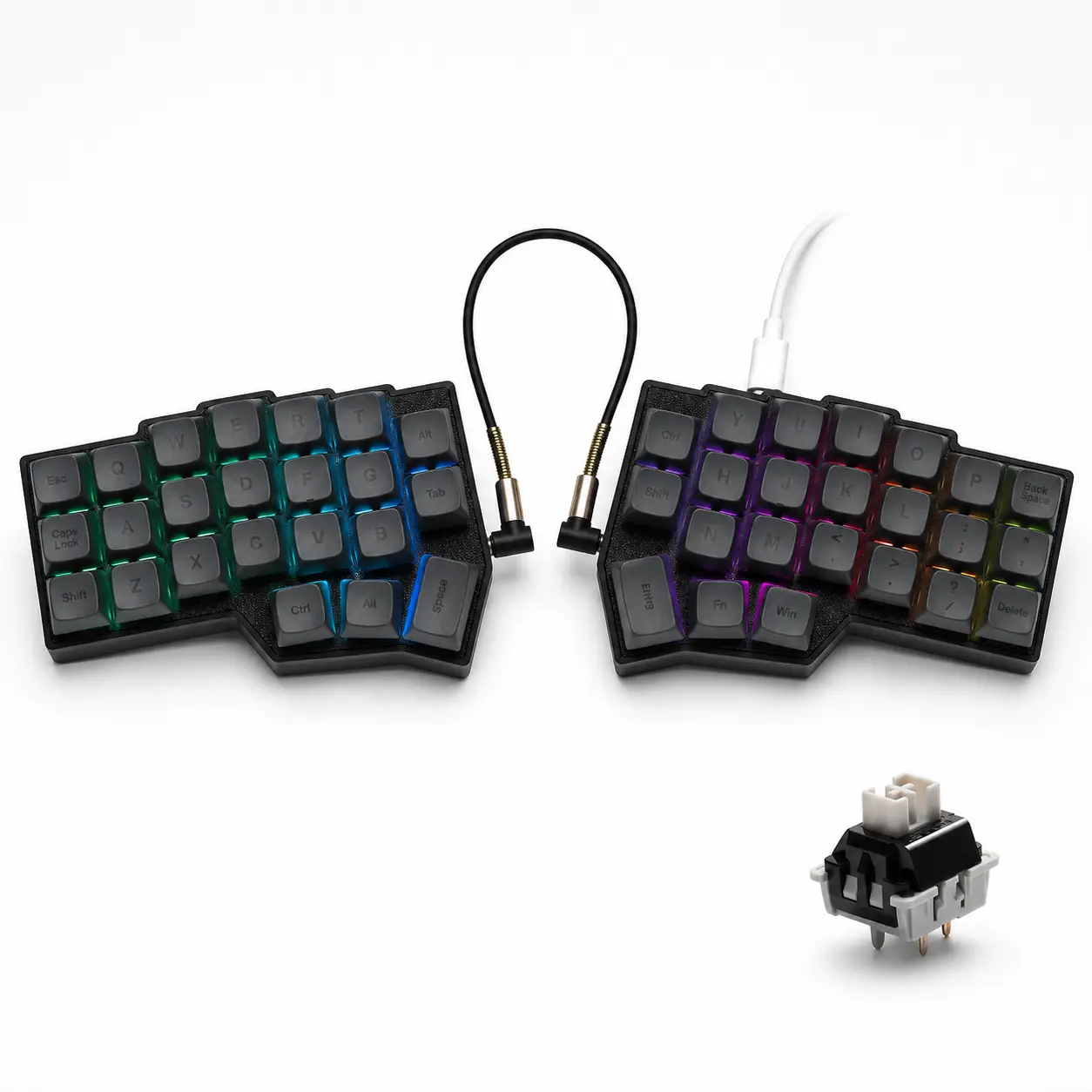 Split Ergonomic Mechanical Keyboard,YIVU 46 Key 40% Layout Gaming Keyboard,Wired RGB Hot Swappable Keyboard,Pre-Lubed Linear Switch,PBT Keycaps,QMK VIAL Programmable Custom Keyboard for Office Coding WFH Desk Setup