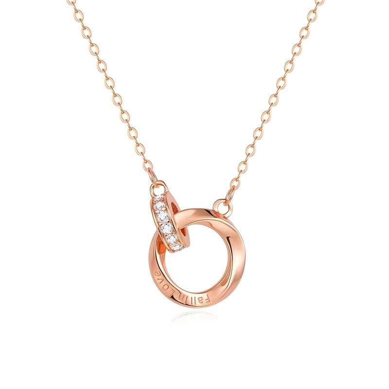 CAROVO Double Interlocking Circles Necklace, Cubic Zirconia Necklaces for Women, infinity Pendant Necklace 14K Gold Plated, Jewelry Gifts for Women Girls, Anniversary Birthday Christmas