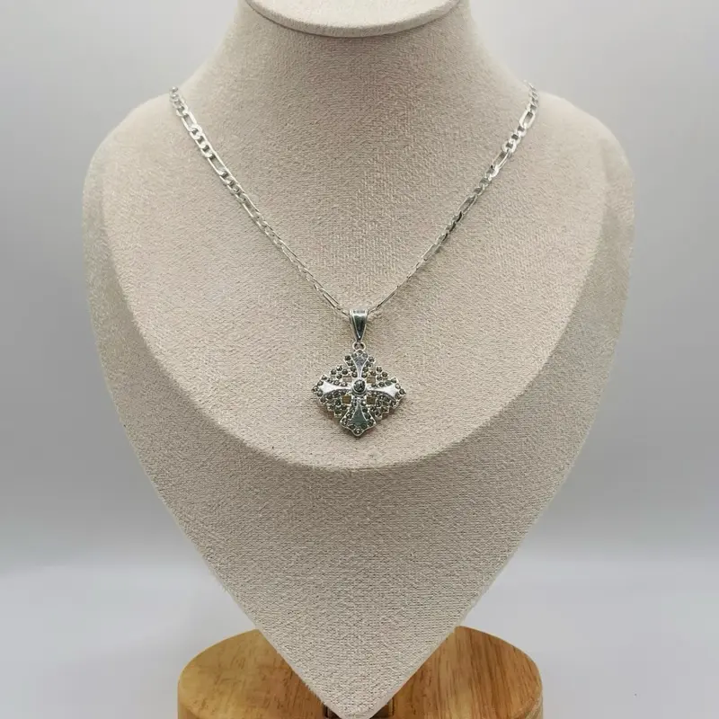 Jerusalem Cross Necklace in 18 Karat White Gold Plated Chain & Pendant - Perfect for Any Occasion - Ideal Christmas Gift for Mom, Valentine's Day, Birthday
