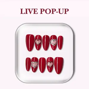 NailPhoria HEART PIERCED - Valentine Handmade Press-On Nails | Reusable, Salon-Quality, Long-Lasting, Glossy Design