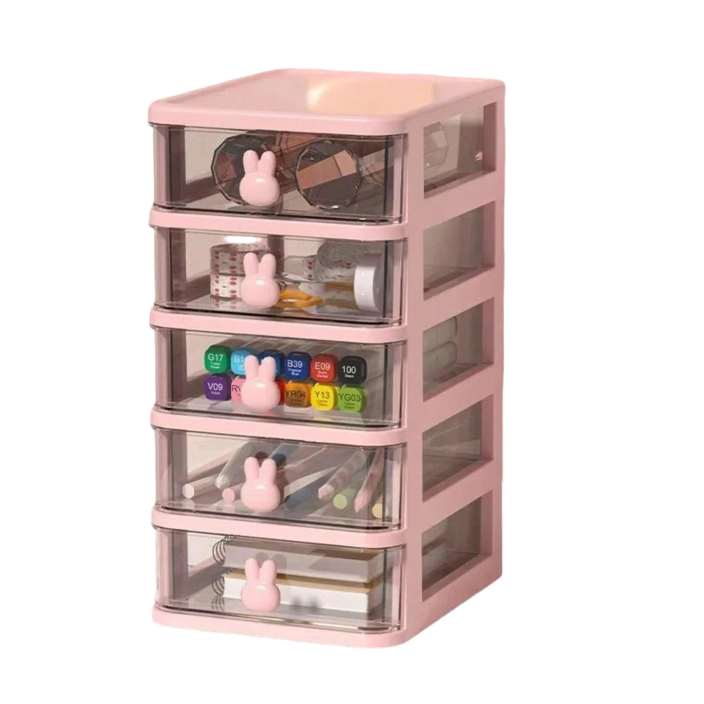 Multifunctional Desktop Cosmetic Organizer Box with Drawer, Large Capacity Multilayer Storage Waterproof Dustproof Plastic Storage Case, Ideal for Makeup Brushes, Nail Polish, Glue, Desktop Cosmetic Holder