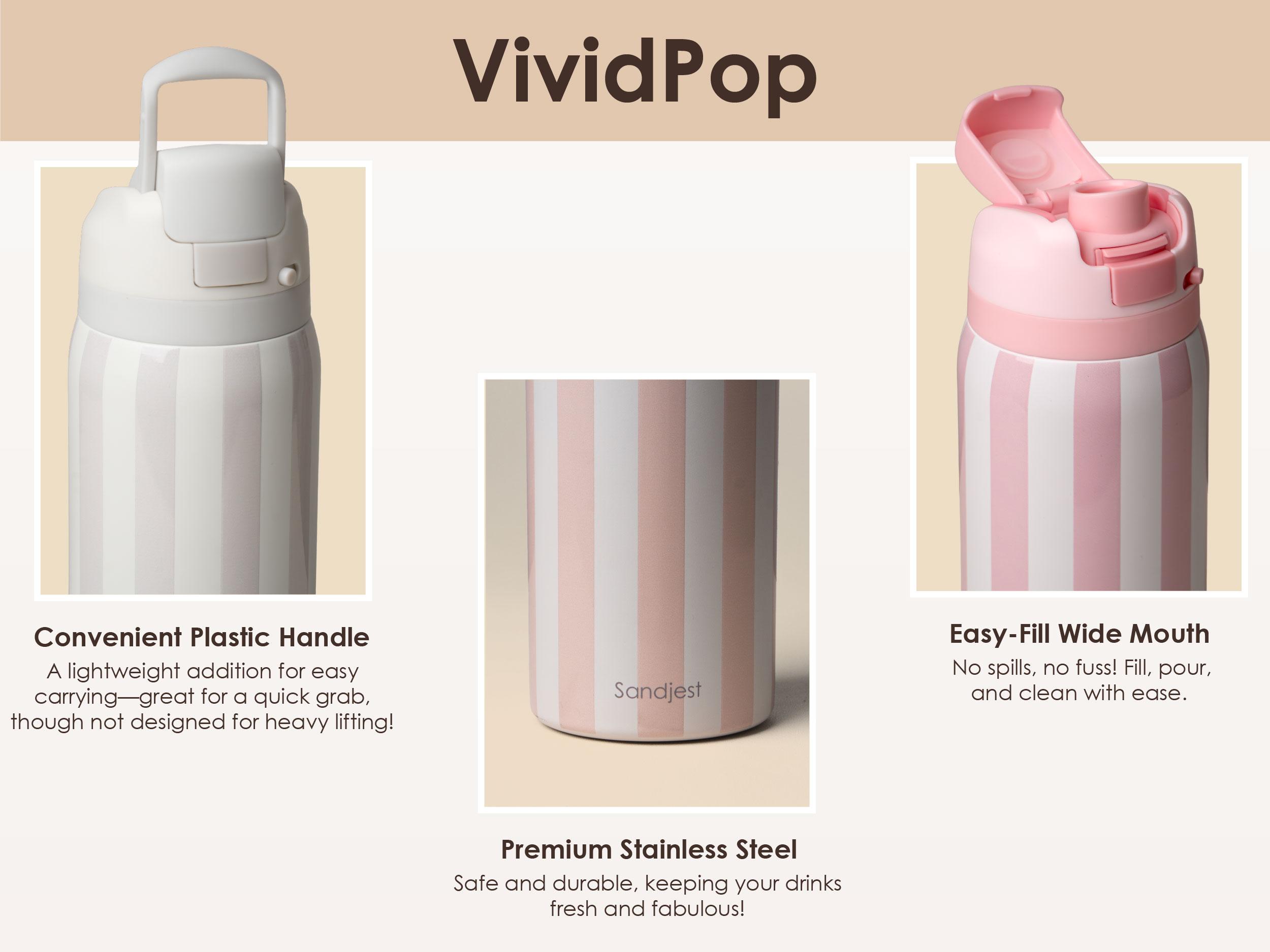 SANDJEST 32oz Water Bottle with Straw Push Button Lid, Stainless Steel Portable LeakProof Drinkware Flask, Spring Gift for Travel Outdoor Mother's Day