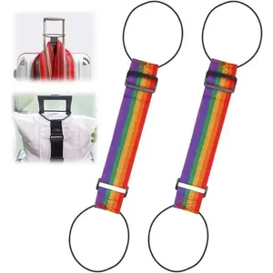 Luggage Connector 2Pcs Elastic Adjustable Luggage Strap Carrier Baggage Bungee Belts Suitcase Belt Travel Security Carry On Straps for Suitcases & Bags, Over-Handle Binding Straps（Rainbow Travel Straps）