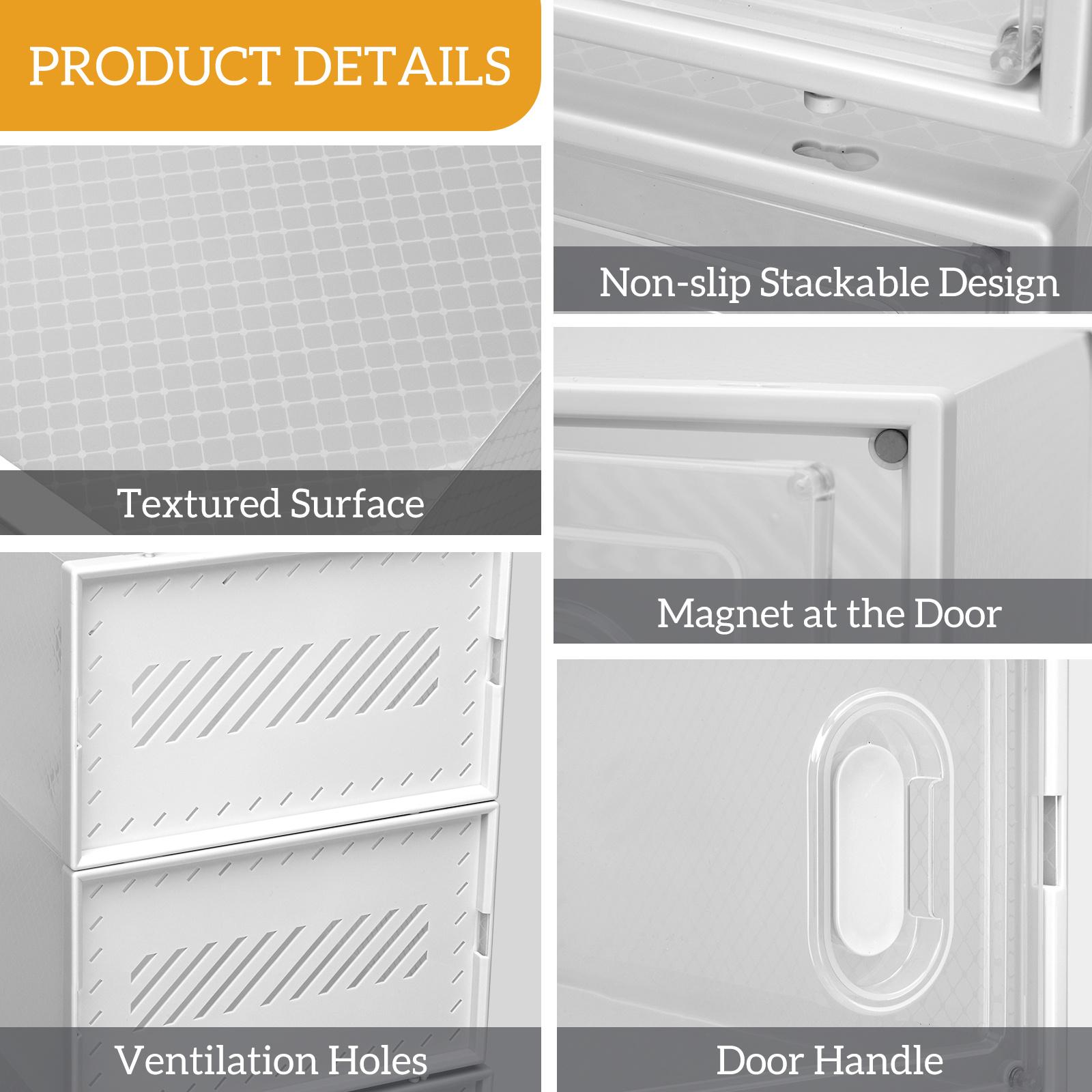 12 Pack Clear Plastic Stackable Shoe Storage Boxes with Lids - Durable Space-Saving Closet Organizers for Women & Men, Rectangular Containers for Shoes, Accessories & Home Organization White Versatile Container Use Modern Aesthetic Easy Visibility Racks