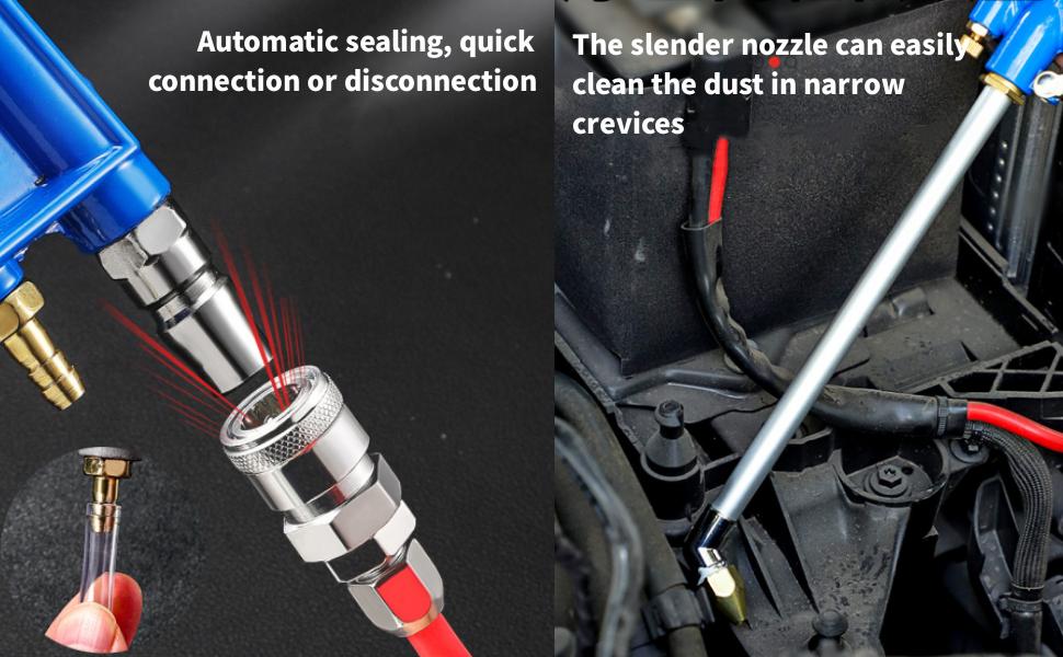 AXIZITECH Air Blow Gun Pneumatic Engine Cleaning Gun, Cleaning Degreaser Sprayer Tool, Very Easy To Clean Narrow Spaces Such As The Engine Compartment, Mechanical Interior, Deck, And Wheels Industrial Metal Home Heavy Duty