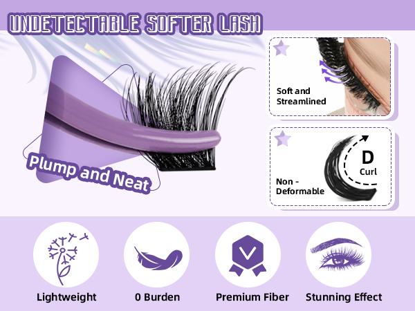 B&Q F03+F05 Kit l 144pcs Ultralight Wispy Lash Clusters (10-18MIX) for DIY Eyelashes Extension, Waterproof Long Lasting Realistic Vibe Lash