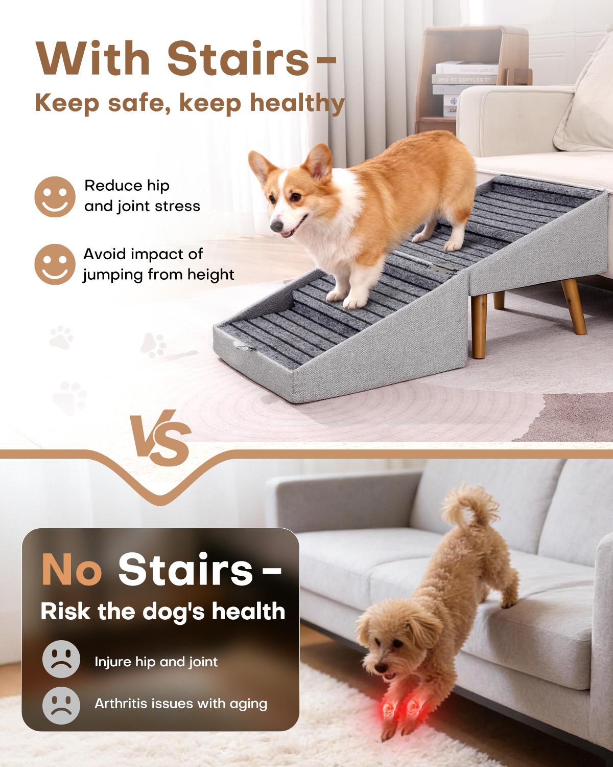 Prevent IVDD | 17'' Tall Dog Ramp Ottoman for Couch | Pet Stairs Steps for Small Dogs | Protect Dog's Joints | for Senior Injured Dogs, Dachshund,Chihuahua,Bulldog