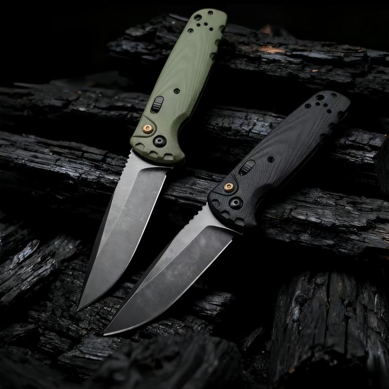 Utility Button Lock Folding Knife D2 Battlewash Blade G10 Handle Multifunctional Cutlery Tool for Outdoor Fishing Camping EDC