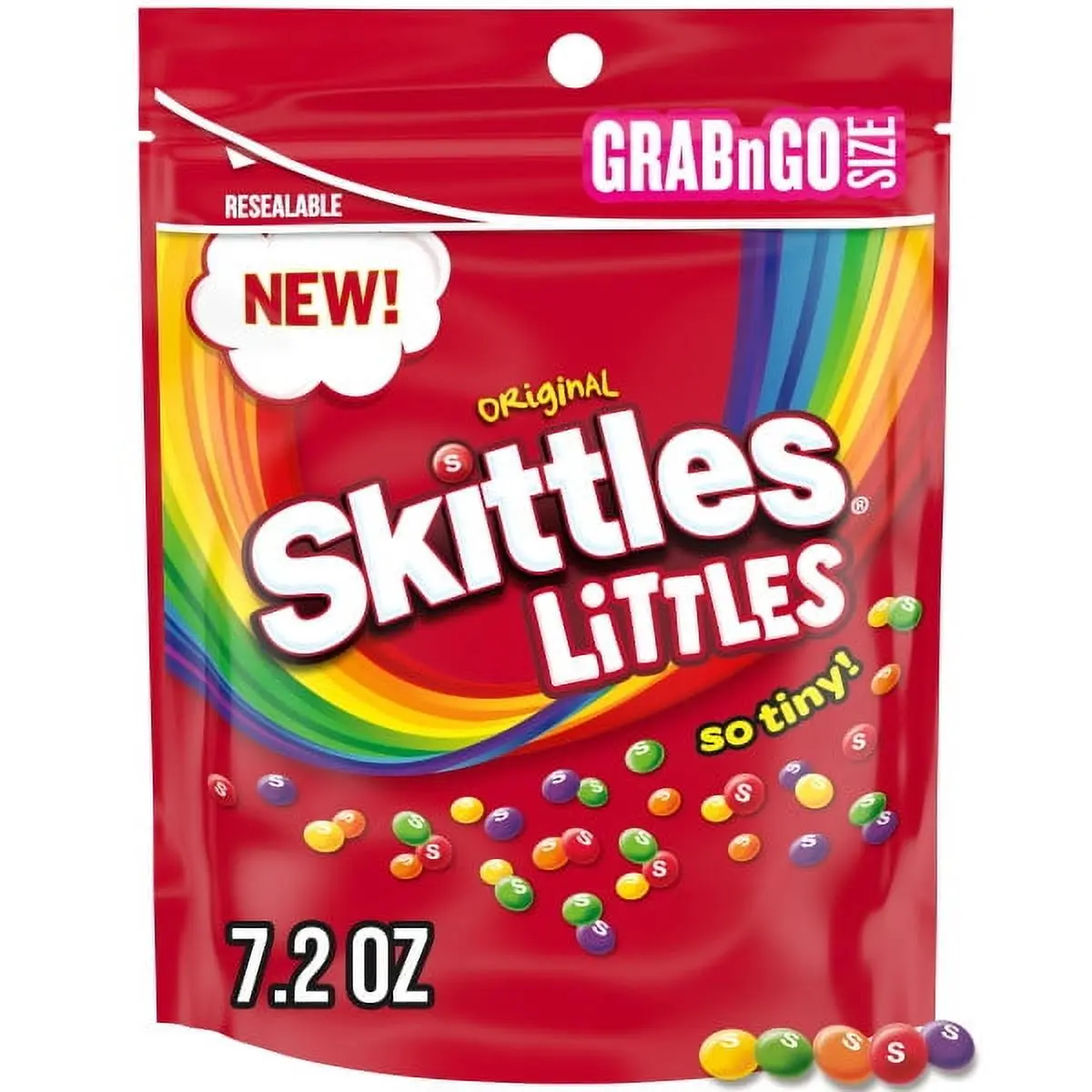 (3 pack) SKITTLES Littles Original Chewy Candy, Grab N Go, 7.2 oz Resealable Bag
