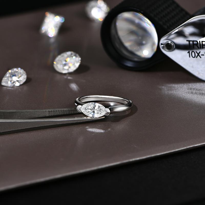 1CT Marquise Shape Synthetic Moissanite Ring 925 Sterling Silver Rings Daily Wear Birthday Present Fine Jewelry R135