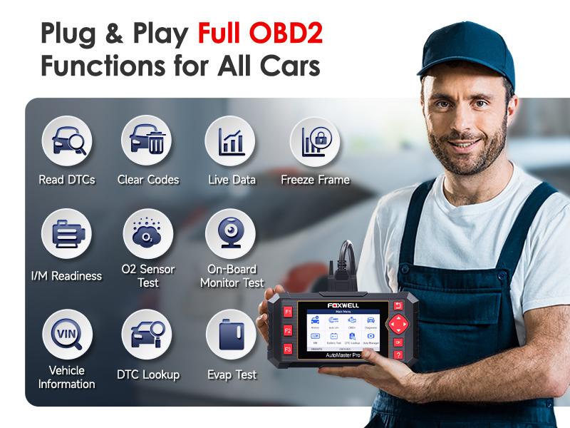 FOXWELL Car Scanner NT604 Elite OBD2 Scanner ABS SRS Transmission, Check Engine Code Reader for Cars and Trucks, Diagnostic Scan Tool with SRS Airbag, Automotive Diagnostic Tool with Live Data