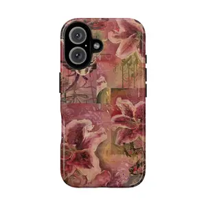 Vintage Roses and Lily Botanical Phone Case , Vintage Elegant Dark Floral Case , Dark Academia Floral Roses Pomegranates Vintage Aesthetic Phone, Girly Floral Tough case