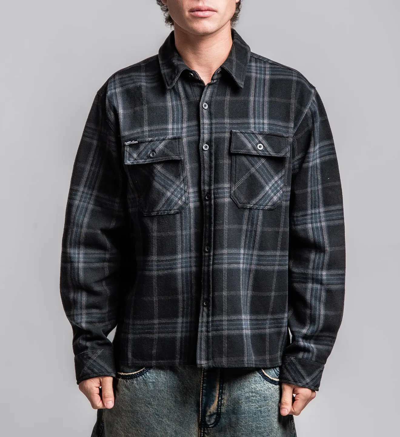 Affliction Men's Button Down Long Sleeve Shirt Winged Up Affliction Men's Button Down Long Sleeve Shirt Winged Up