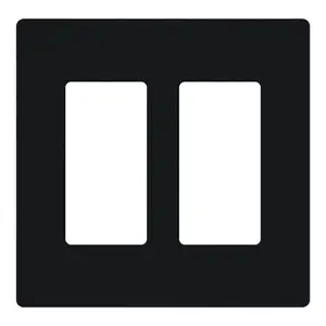 Lutron CW-2-BL Claro Standard 2-Gang Decora Screwless Wall Plate, Black