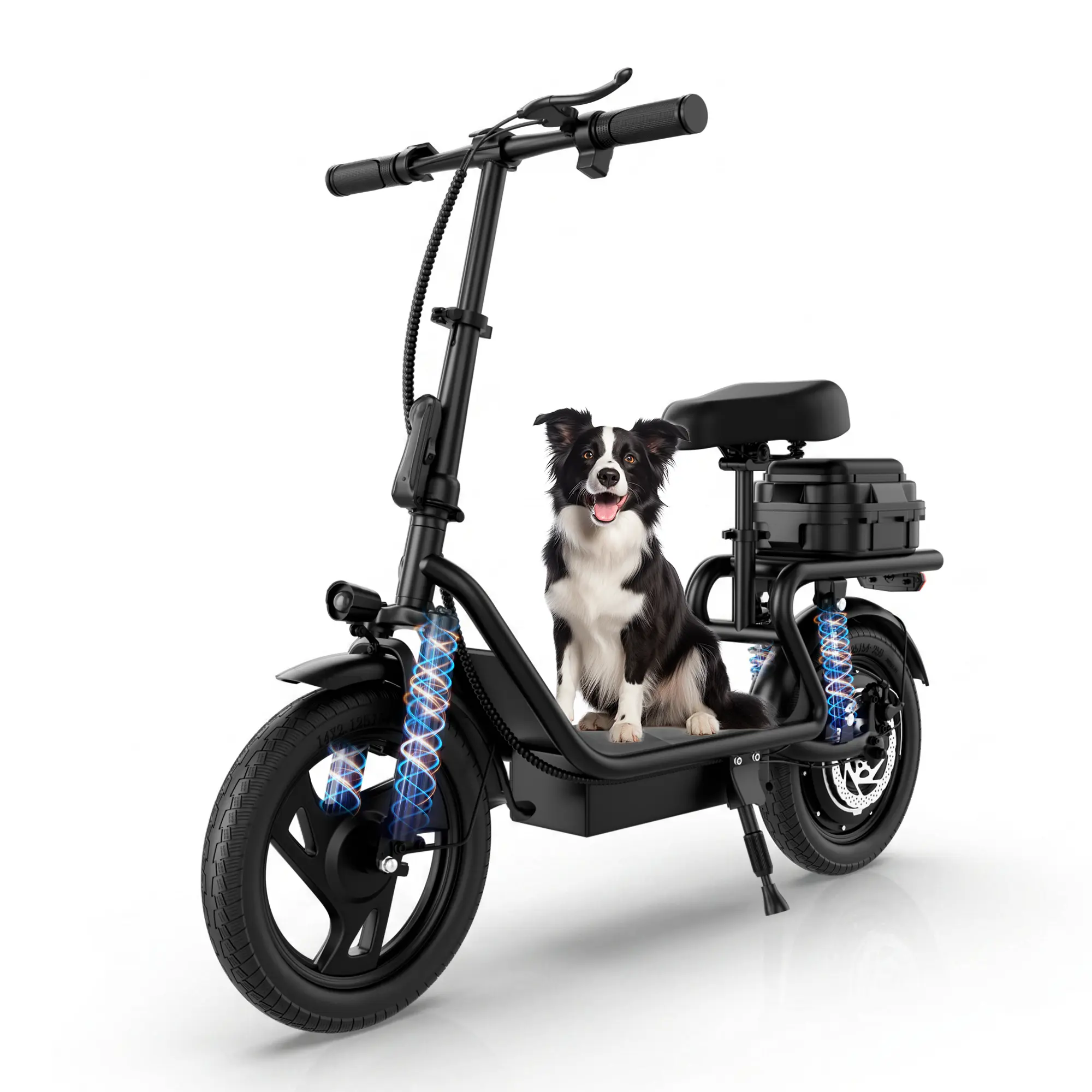 Adult Electric Dual Suspension Scooter with 500W Motor 14'' Tires 19/22 mph Top Speed 27/49 Mi Range Foldable Design Digital Display Cruise Control Rear Seat Box Adjustable Handlebars Portable Commuter for Sports & Outdoor Fitness, Motorized Scooters tikt
