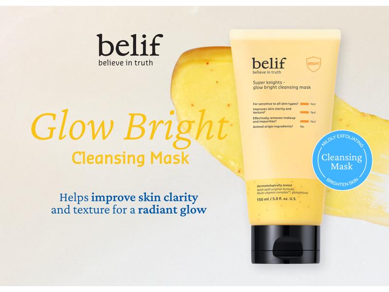 belif Super Knights Cleansing Mask – Pore Refining, Brightening, & Hydrating Options Available, Skin Repair