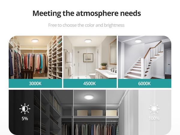 Wowatt Wireless Rechargeable LED Ceiling Light – 3 Color Modes, Dimmable, Motion Sensor, Timer, Remote, 7.48" – Perfect for Closet, Hallway, Shower, Kitchen