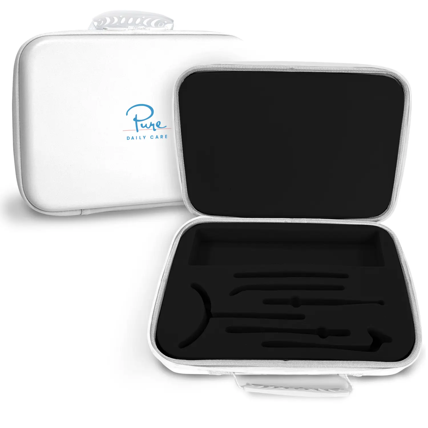 Pure Daily Care Premium Travel Case for NuDerma Wands - Shock Resistant Waterproof Zipper Closure - Compact 13x9x3 inch Storage for 6 Wands & Base Handle