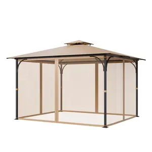 VEVOR Gazebo Netting Replacement, Fit Most 10 x 12 x 7.3 FT Gazebo, Outdoor Garden Gazebo Net, 4-Panel Sidewall Mesh Gazebo Curtain, Patio Midge Netting with Double Zipper, Canopy Screen (Netting Only)