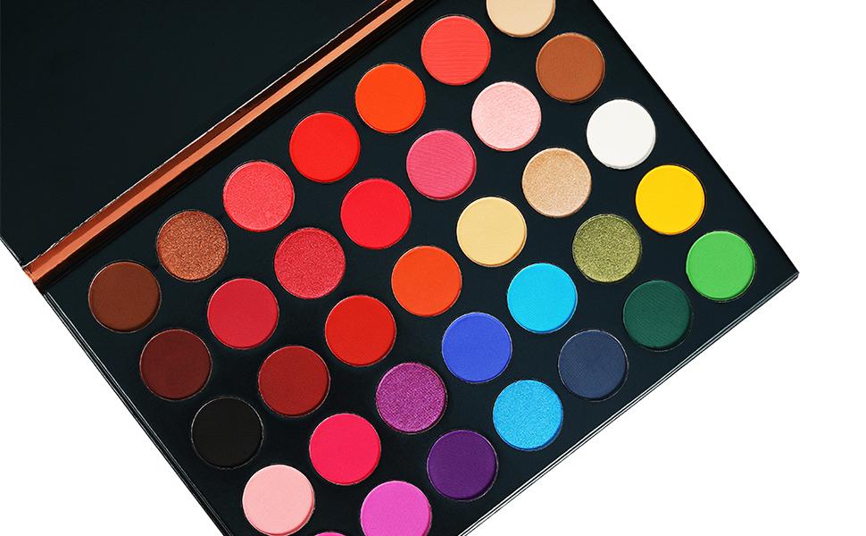 BEAUTY GLAZED 35 Pigmented Eyeshadows , Multi-Finish Matte and Shimmers Makeup , Waterproof Blendable Eye Makeup , Cruelty- Free Makeup Palette