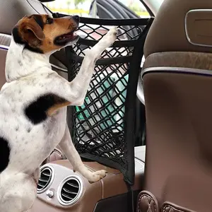 Dog Car Net Barrier Pet Barrier with Car Mesh Organizer for Dog & Child, Safety Divider with Storage Pouch, Easy Install for Cars & SUVs