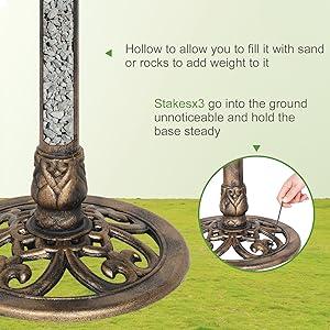 VINGLI Pedestal Bird Bath 28 Inch Antique Copper Resin Birdbaths Weather Resistant Floral Accents and Vintage Finish Garden Decor for Outdoor Lightweight Courtyard…