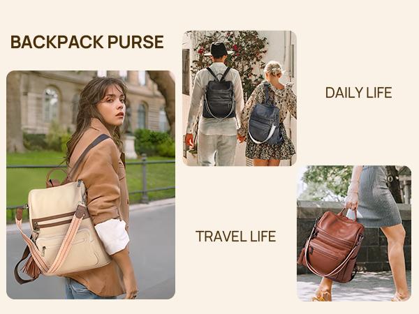 【Telena】Womens Backpack Purse Vegan Leather Large Travel Work Backpack College Shoulder Bag with Tassel Gift #TikTokShopBlackFriday