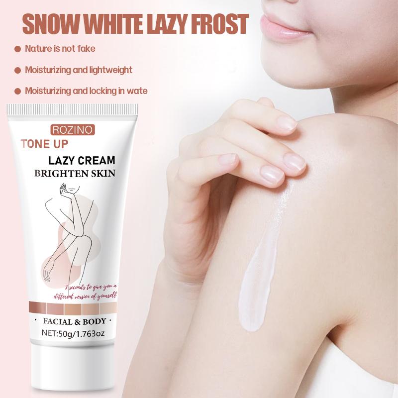 ROZINO Tone Up Lazy Cream Brighten Skin - Facial & Body Moisturizer 50g Lightweight Formula with Shea Butter & Vitamin C for Natural Hydration