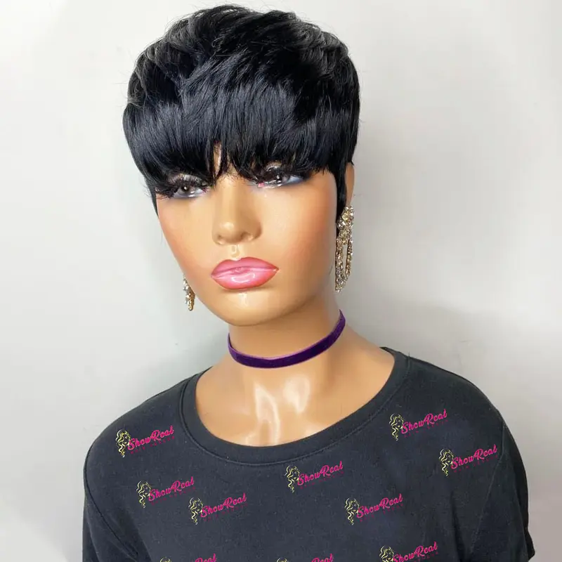 ShowRealHair Wig 036 Pickled Color Pixie Cut Wigs Pixie Wigs Human Hair Coiffure Wigs for Black Women Pickled Color Short Hair Pixie Cut Style Pixie Wigs Pixie Cut Layered Wig Glueless Wig NYC Short Wigs for Black Women