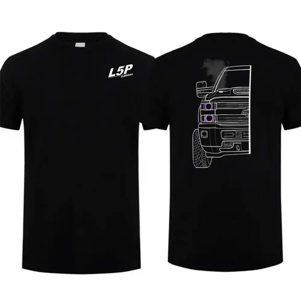 Men's 100% Cotton Casual Short-Sleeve Crew Neck Fitted Graphic T-Shirt - Double-Side Drag Racing Truck Parts Print, High-Quality Inks, Machine Washable, Pull-On, for Car Enthusiasts, All Seasons, 2XL, 3XL