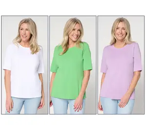Denim & Co. Essentials Favorite Jersey 3-Pack Elbow Sleeve Tops