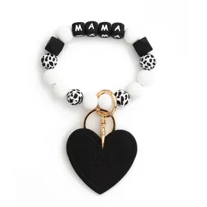 Mama in Black with Heart Wristlet Keychain