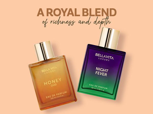 Honey Heat Night by BellaVita Luxury | Perfume Combo Gift Set | 2×100 ml | Night Fever & Honey Oud | Long Lasting Eau De Parfum | Vegan & Cruelty Free